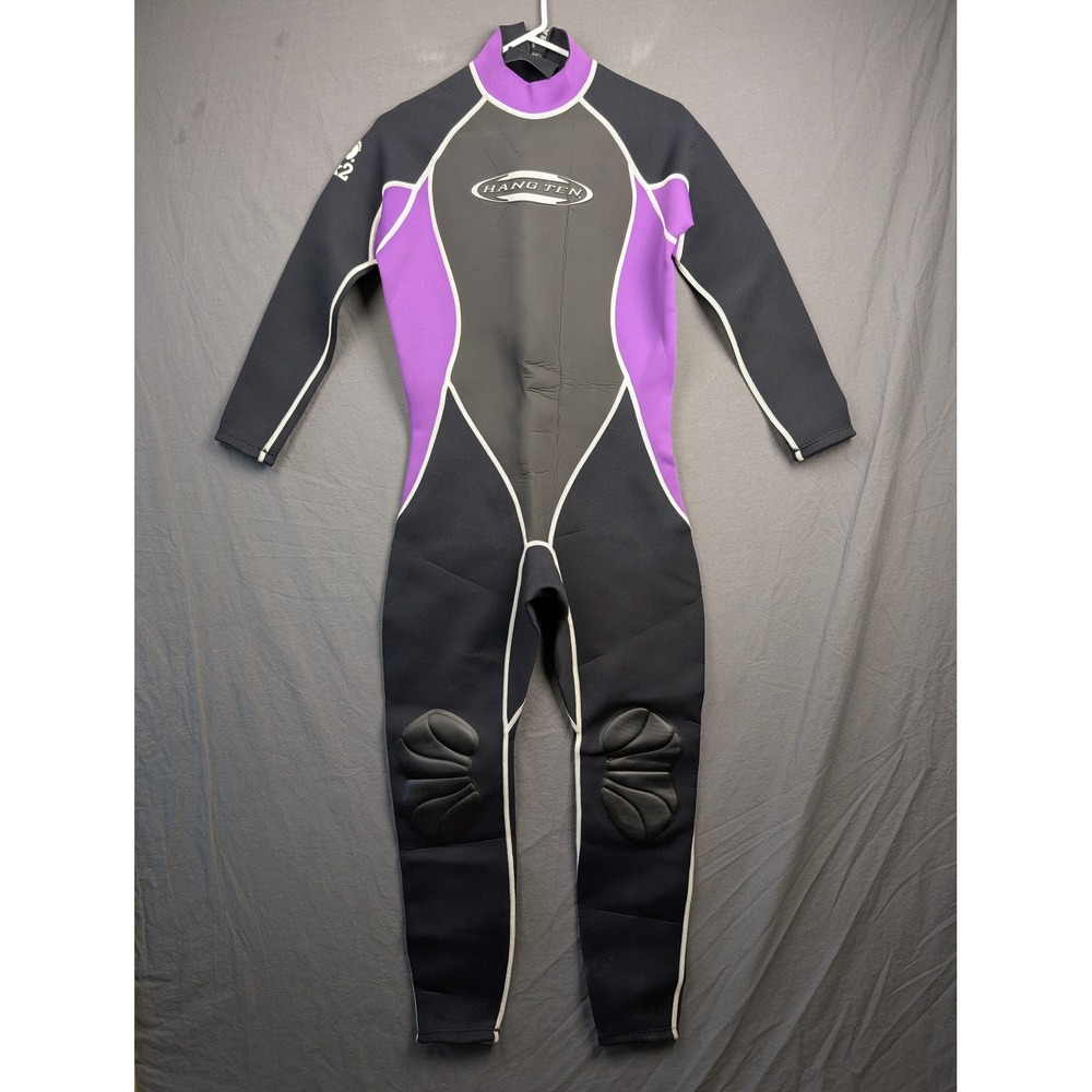 Hang Ten Wetsuit Full Body Scuba Diving Surfing Suit Black Purple Large 3/2mm